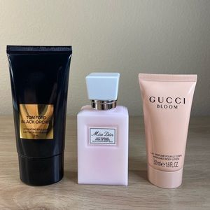Tom Ford ,Miss Dior, and Gucci Bloom perfume body lotion